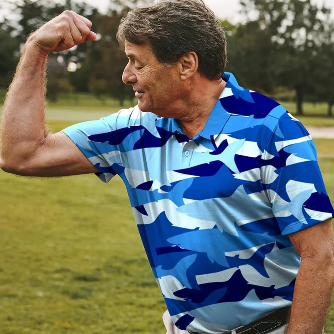Mens Golf Shirt Print Polo Shirts for Men Performance Polo Quick-Dry 011