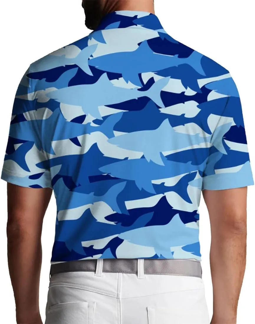 Mens Golf Shirt Print Polo Shirts for Men Performance Polo Quick-Dry 011