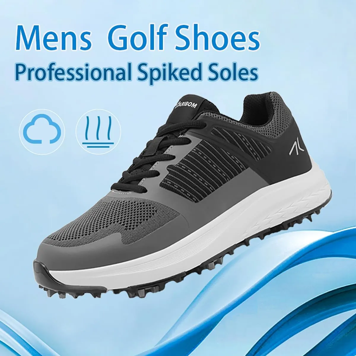 Mens Golf Shoes Spiked Breathable Mesh Arch Support Size 7.5-12