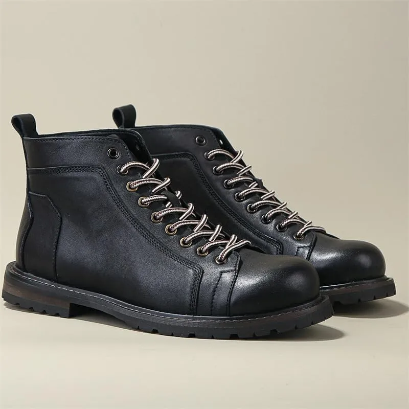Men's High-top Lace-up Casual Boots Flat Breathable Comfortable Oxford Shoes Leather Inside Suitable for Travel Mountaineering