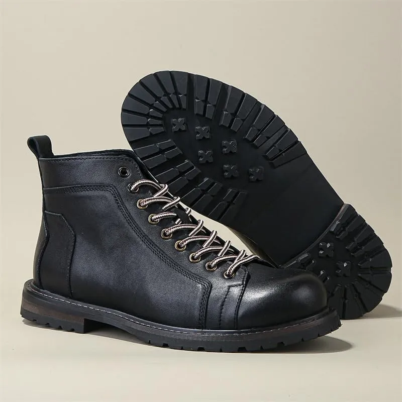 Men's High-top Lace-up Casual Boots Flat Breathable Comfortable Oxford Shoes Leather Inside Suitable for Travel Mountaineering