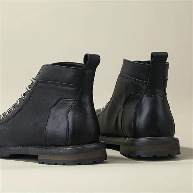 Men's High-top Lace-up Casual Boots Flat Breathable Comfortable Oxford Shoes Leather Inside Suitable for Travel Mountaineering