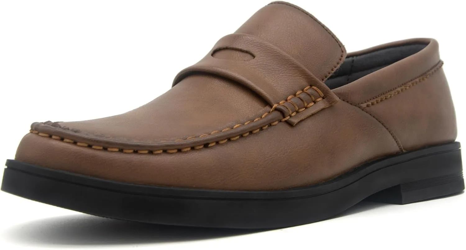 Men's Leather Penny Loafers Slip-on Casual Classic Lightweight Dress Shoes for Men