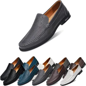Men's Leather Shoes Lightweight and Breathable Soft-Soled Flat Formal Casual Driving Shoes