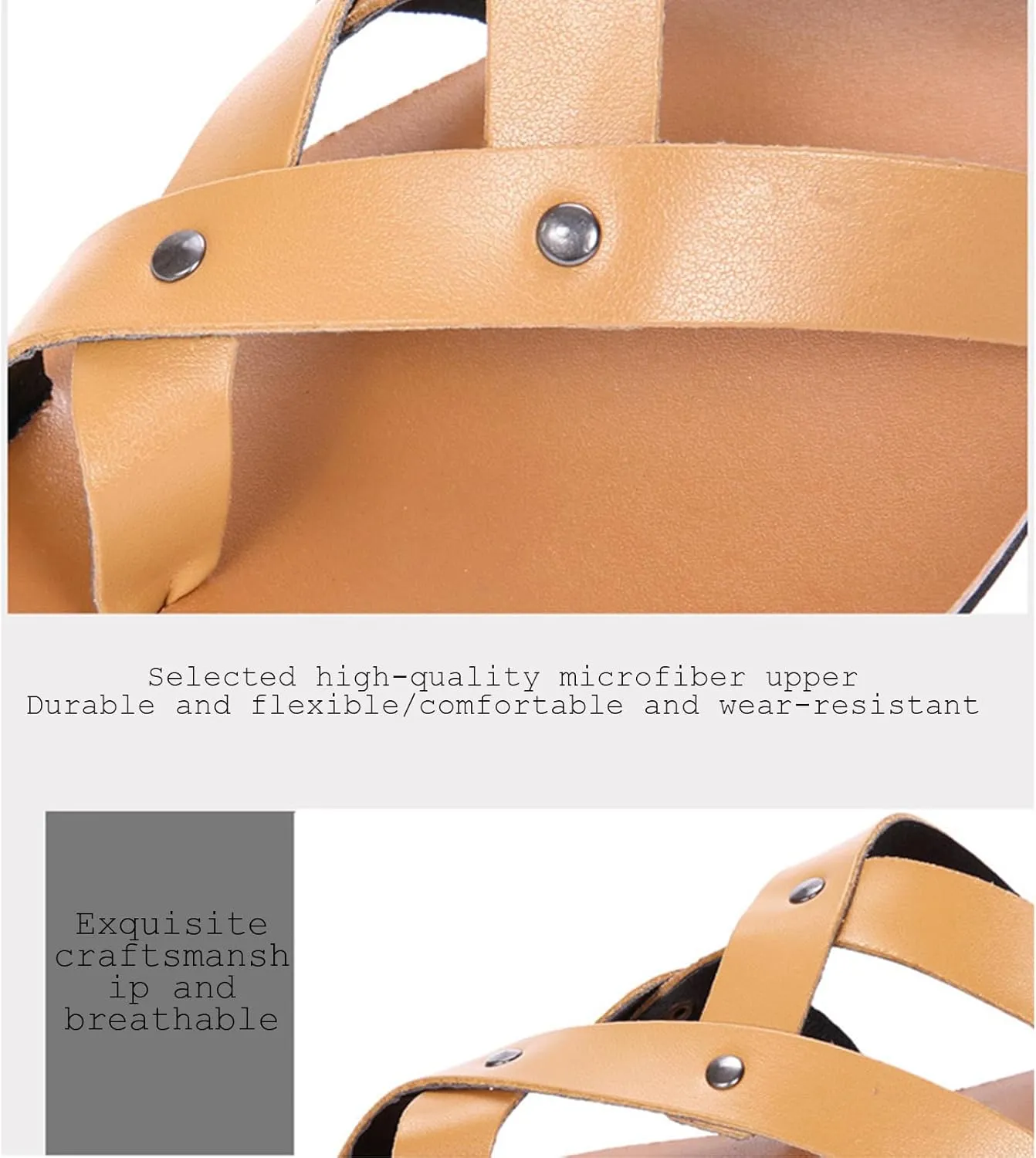 Men's Leather Toe Ring Flat Roman Sandals Fashion Breathable Round Open Toe Cross Strap Slip-On Clip-Toe Non-Slip Beach Sandals Comfortable Walking Flat Sandals