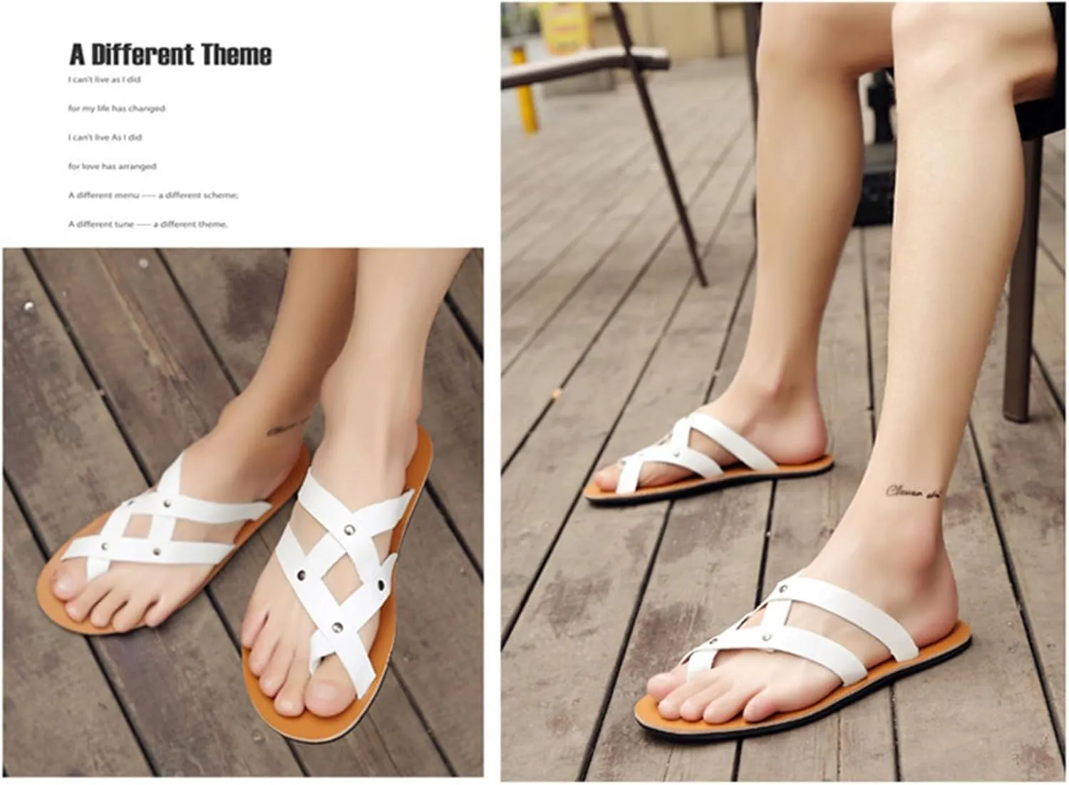 Men's Leather Toe Ring Flat Roman Sandals Fashion Breathable Round Open Toe Cross Strap Slip-On Clip-Toe Non-Slip Beach Sandals Comfortable Walking Flat Sandals