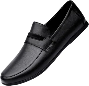 Men's Loafers Shoes Simple Flexible Lightweight Comfortable Round Toe Loafers Classic Leather Slip-on