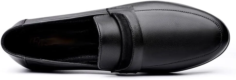 Men's Loafers Shoes Simple Flexible Lightweight Comfortable Round Toe Loafers Classic Leather Slip-on