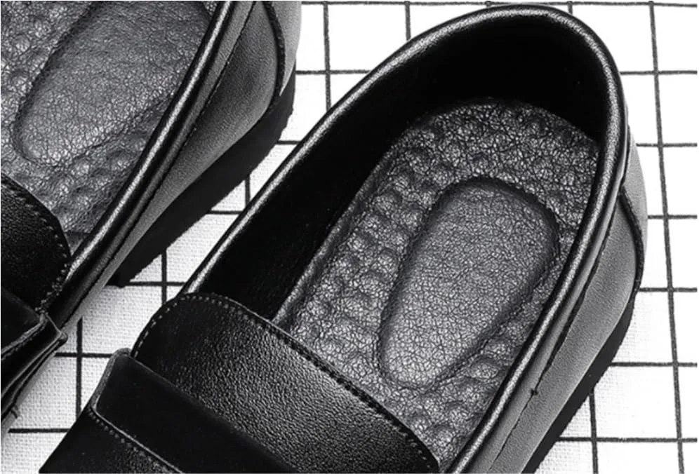 Men's Loafers Shoes Simple Flexible Lightweight Comfortable Round Toe Loafers Classic Leather Slip-on