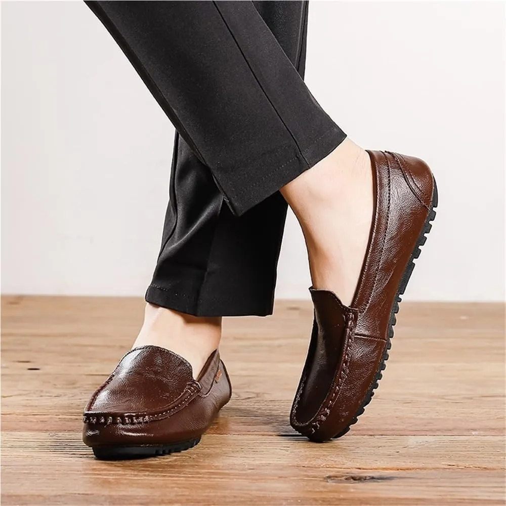 Men's Loafers Square Toe Faux Leather Moccasins Shoes Flexible Comfortable Anti-Slip for Traveling Driving Office Work