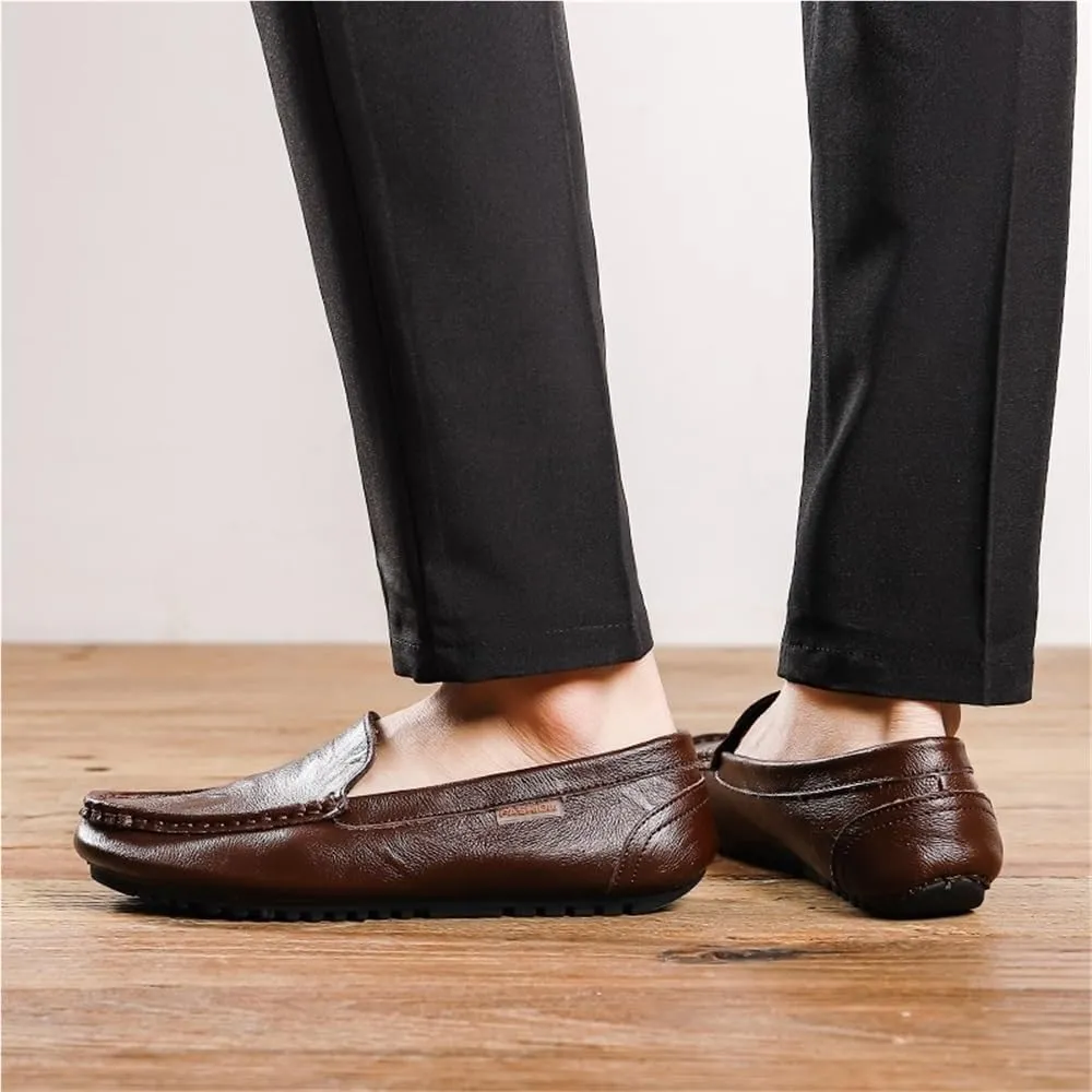 Men's Loafers Square Toe Faux Leather Moccasins Shoes Flexible Comfortable Anti-Slip for Traveling Driving Office Work