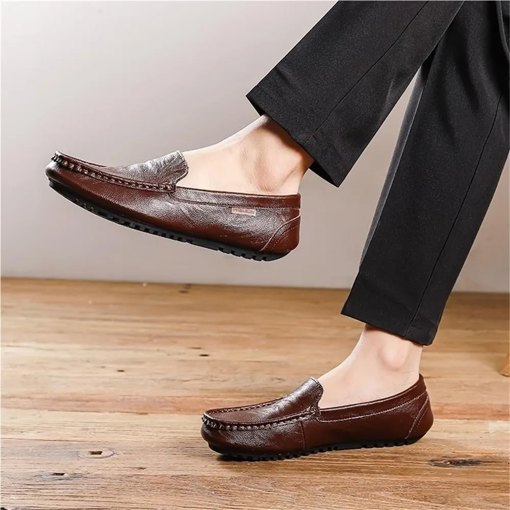Men's Loafers Square Toe Faux Leather Moccasins Shoes Flexible Comfortable Anti-Slip for Traveling Driving Office Work