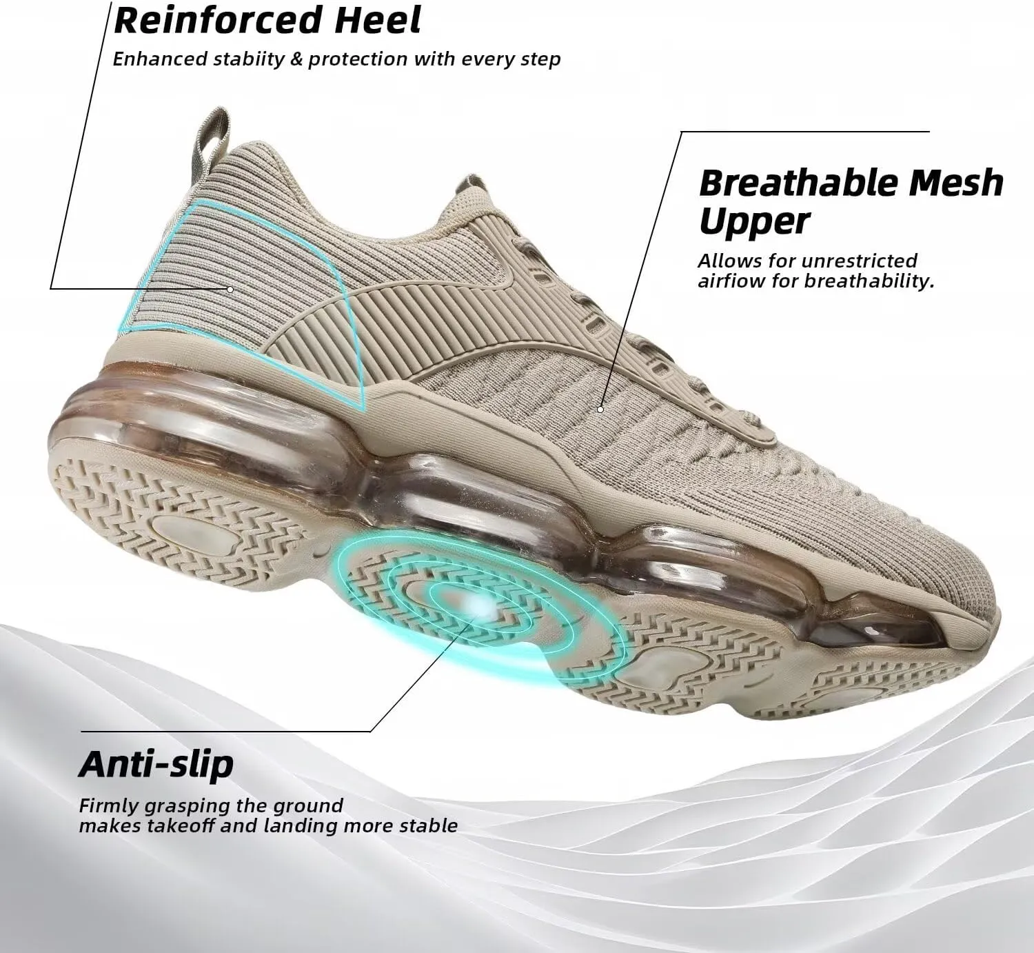 Mens Running Shoes Air Low Top Comfort Walking Lace Up Sneakers Breathable Fashion Tennis Sport Gym Fitness Cross Trainers