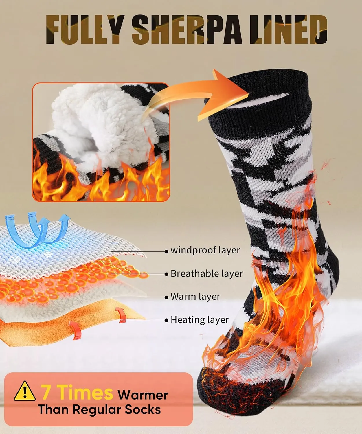 Mens Slipper Socks Non-slip Soles, Winter Soft Thick Cozy Thermal Fleece Lined Home Indoor Socks