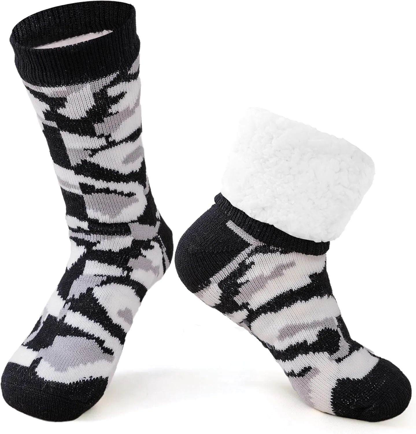 Mens Slipper Socks Non-slip Soles, Winter Soft Thick Cozy Thermal Fleece Lined Home Indoor Socks