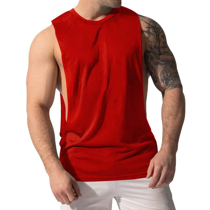 Men's Sports Casual Solid Color Sleeveless Waistcoat T Shirt