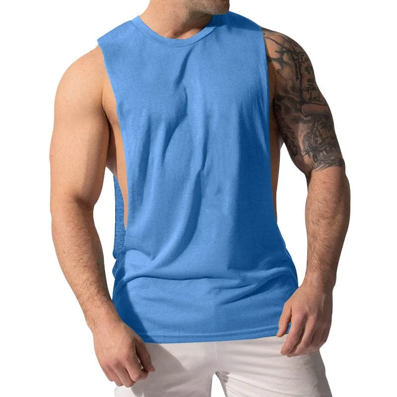 Men's Sports Casual Solid Color Sleeveless Waistcoat T Shirt