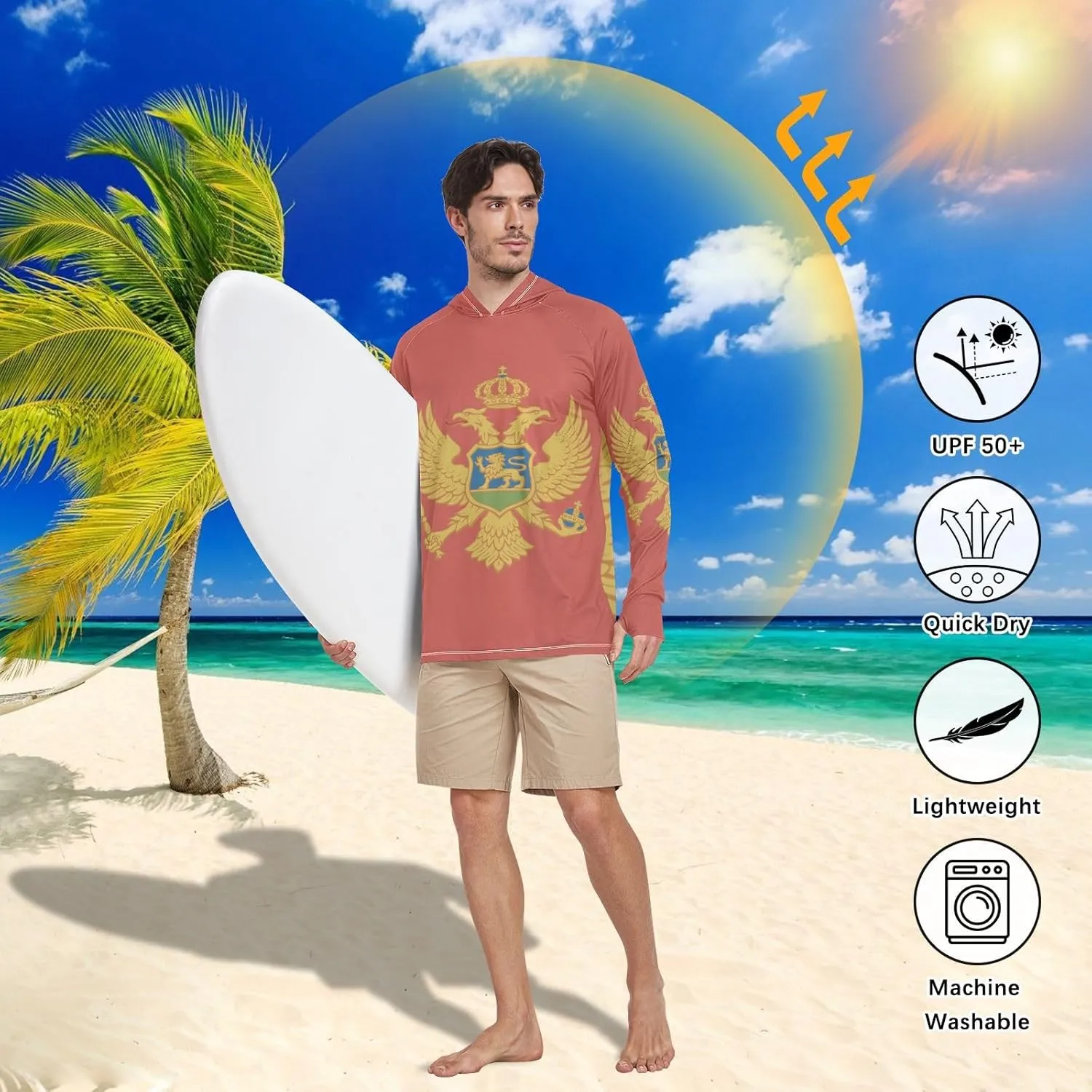 Men's Sun Shirts UPF 50  Sun Protection Hoodie SPF Jacket with Long Sleeves UV Protection Shirt Outdoor Hiking