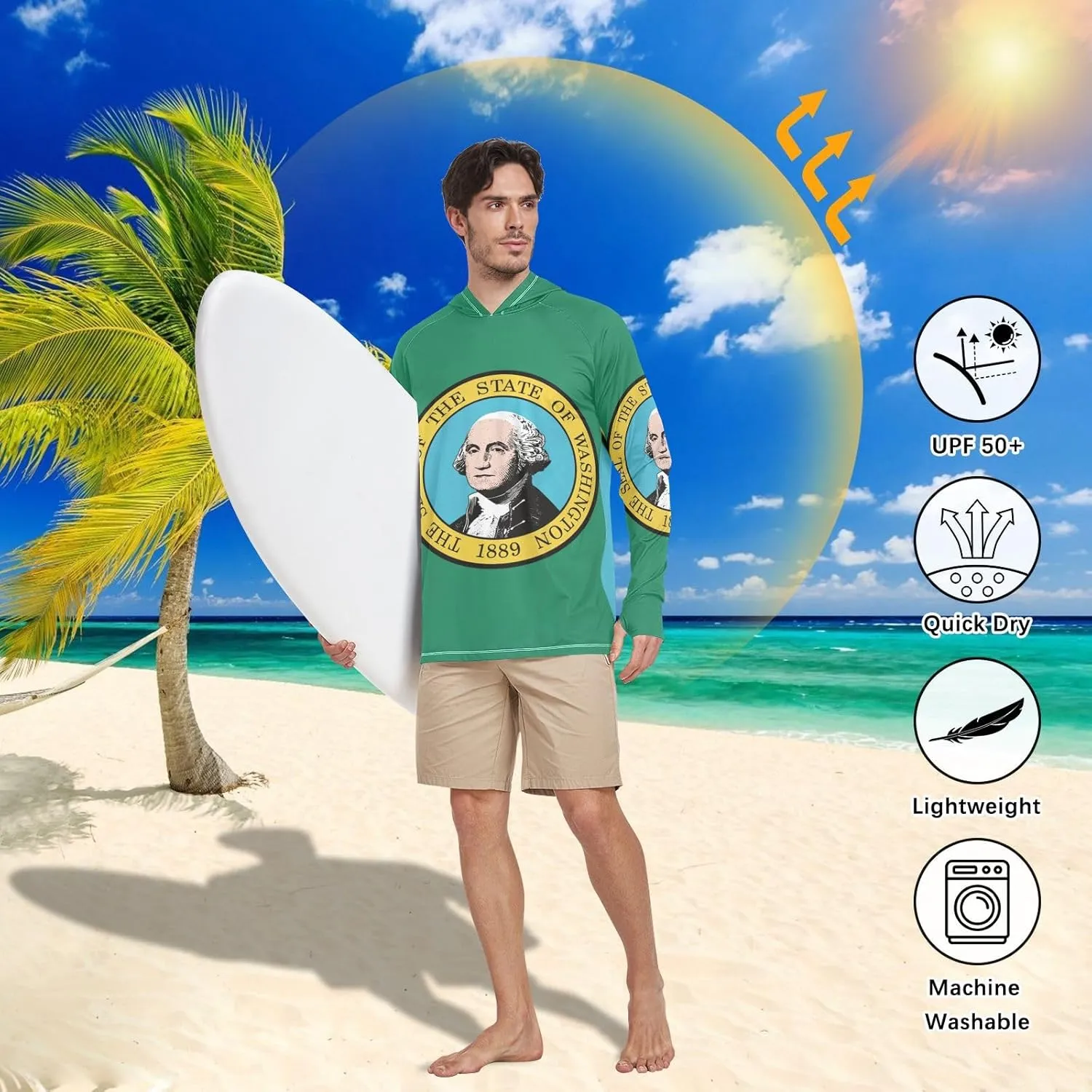 Men's Sun Shirts UPF 50  Sun Protection Hoodie SPF Jacket with Long Sleeves UV Protection Shirt Outdoor Hiking