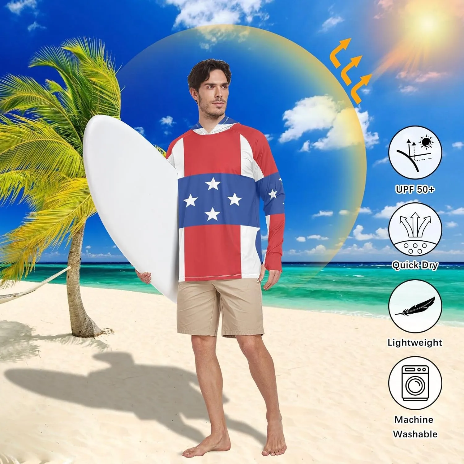 Men's Sun Shirts UPF 50  Sun Protection Hoodie SPF Jacket with Long Sleeves UV Protection Shirt Outdoor Hiking
