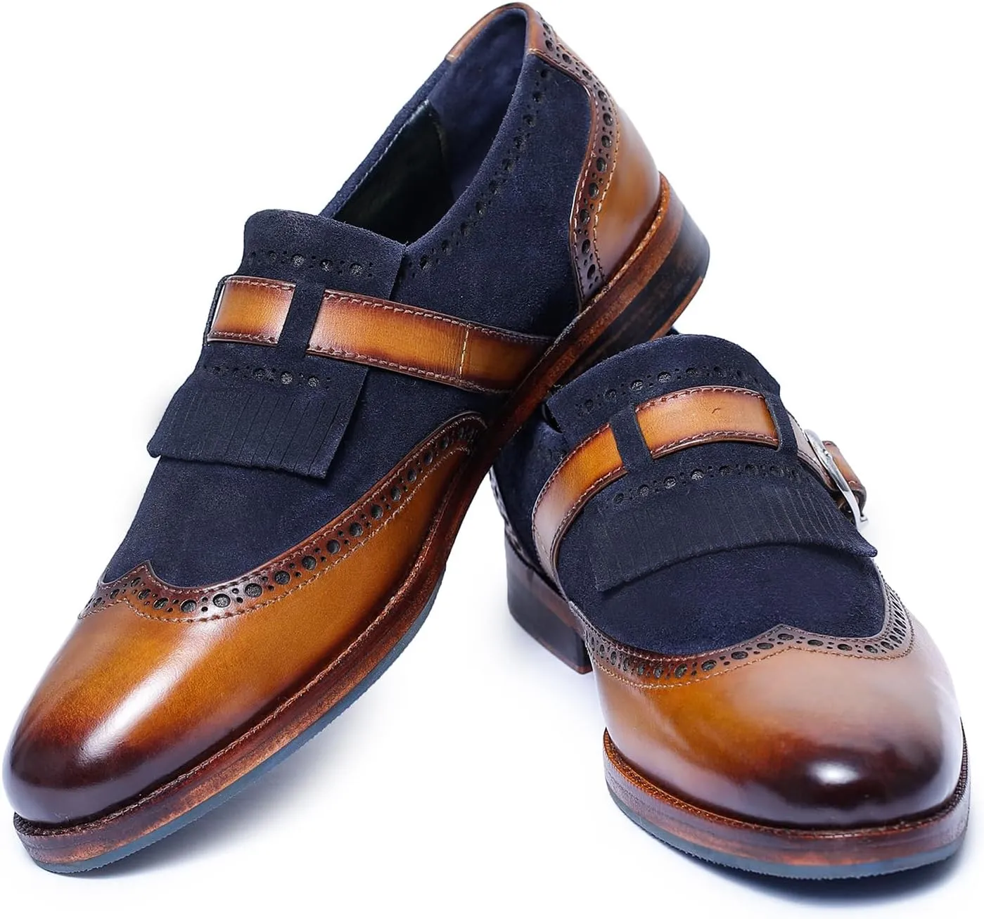 Men's Wingtip Brogue Kiltie Monk Strap Loafer Dress Shoes