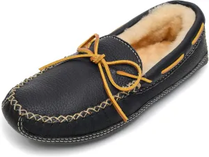 Minnetonka Mens Sheepskin Moose Slipper