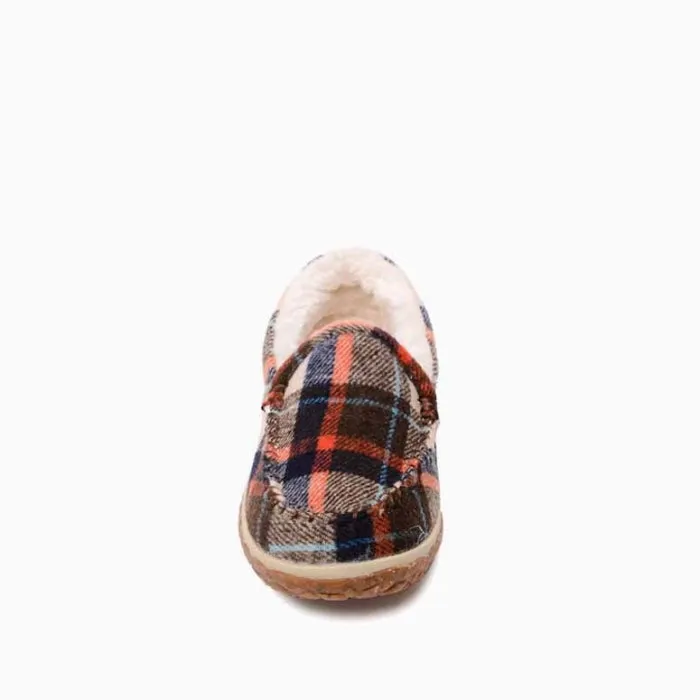 Minnetonka Women's 6-11 Tempe Slipper Brown Autumn Plaid