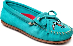 Minnetonka Women’s Thunderbird “Animikii” Hardsole – Moccasins for Women with a Classic Leather Moccasin Silhouette, Cushioned Footbed, and Beaded Moccasin Design