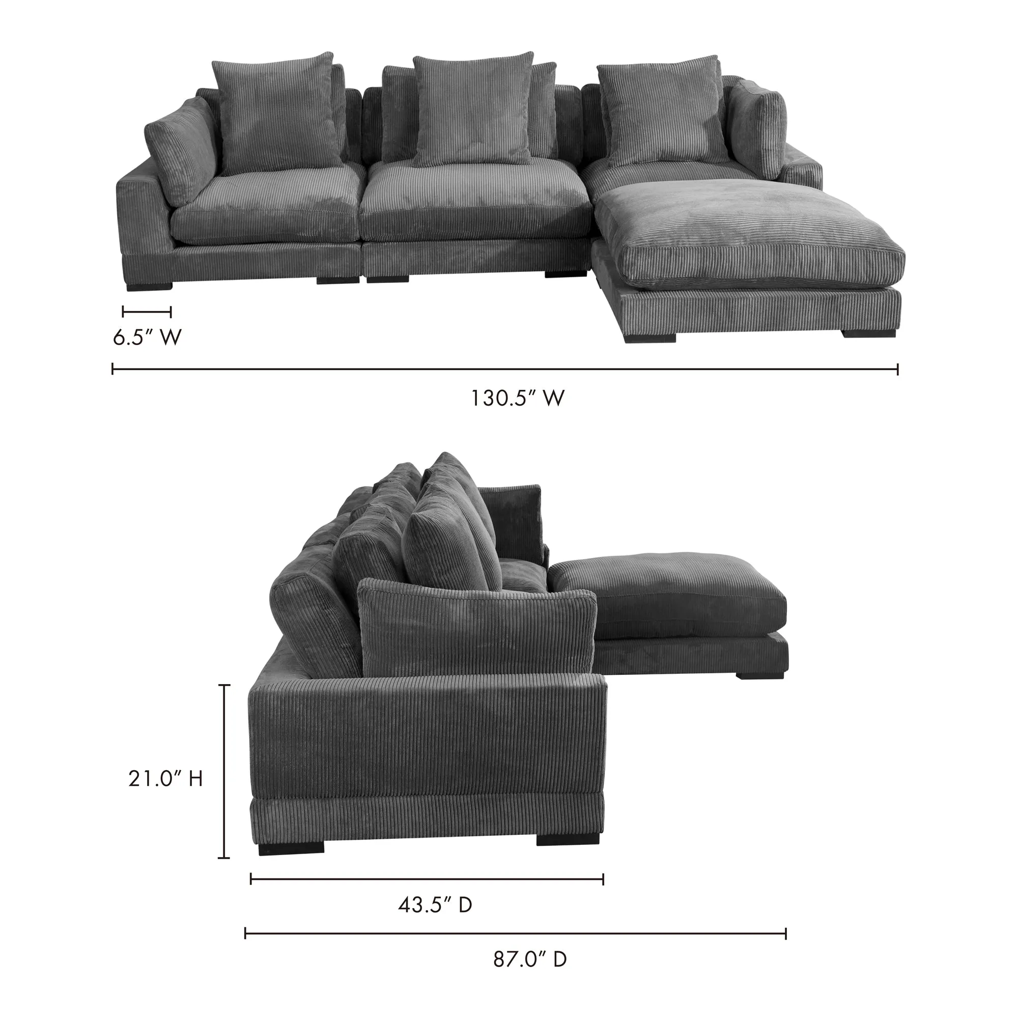 Moe's Home Collection Tumble Grey Lounge Modular Sectional