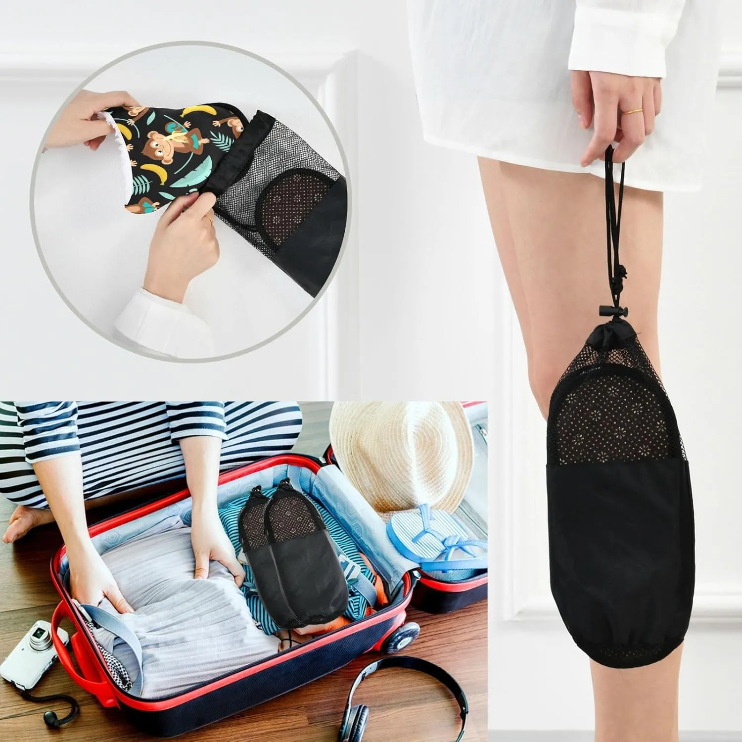 Monkey Banana Black House Slippers for Women Men