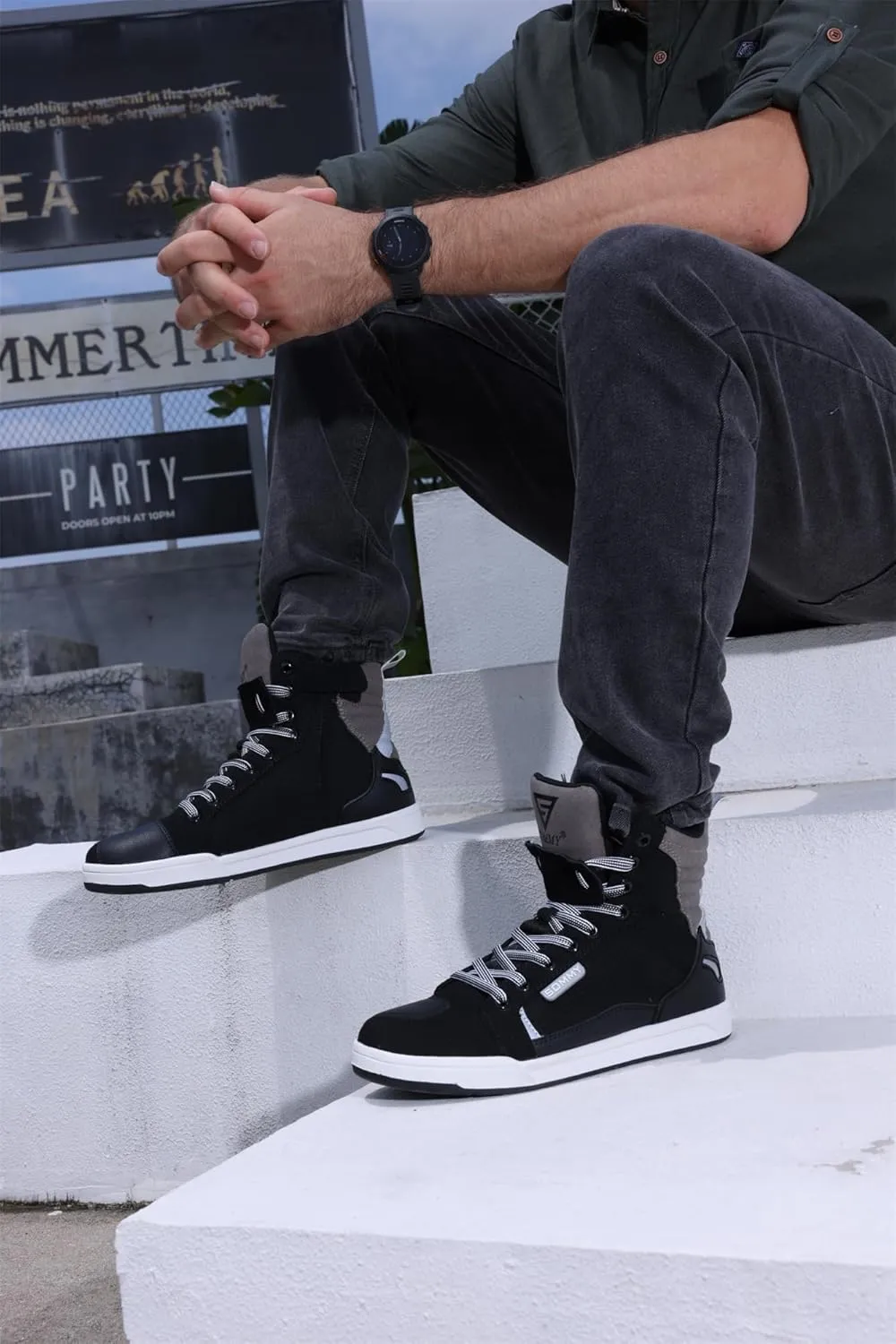 Motorcycle Boots Street Riding Shoes Anti-Slip Outdoor Trekking Hike Work Shoes for Men Riding Shoes Anti-Slip Outdoor Shoes