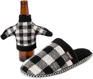 MUK LUKS Men's Rib Knit Scuff Slipper w/Matching Bottle Sweater