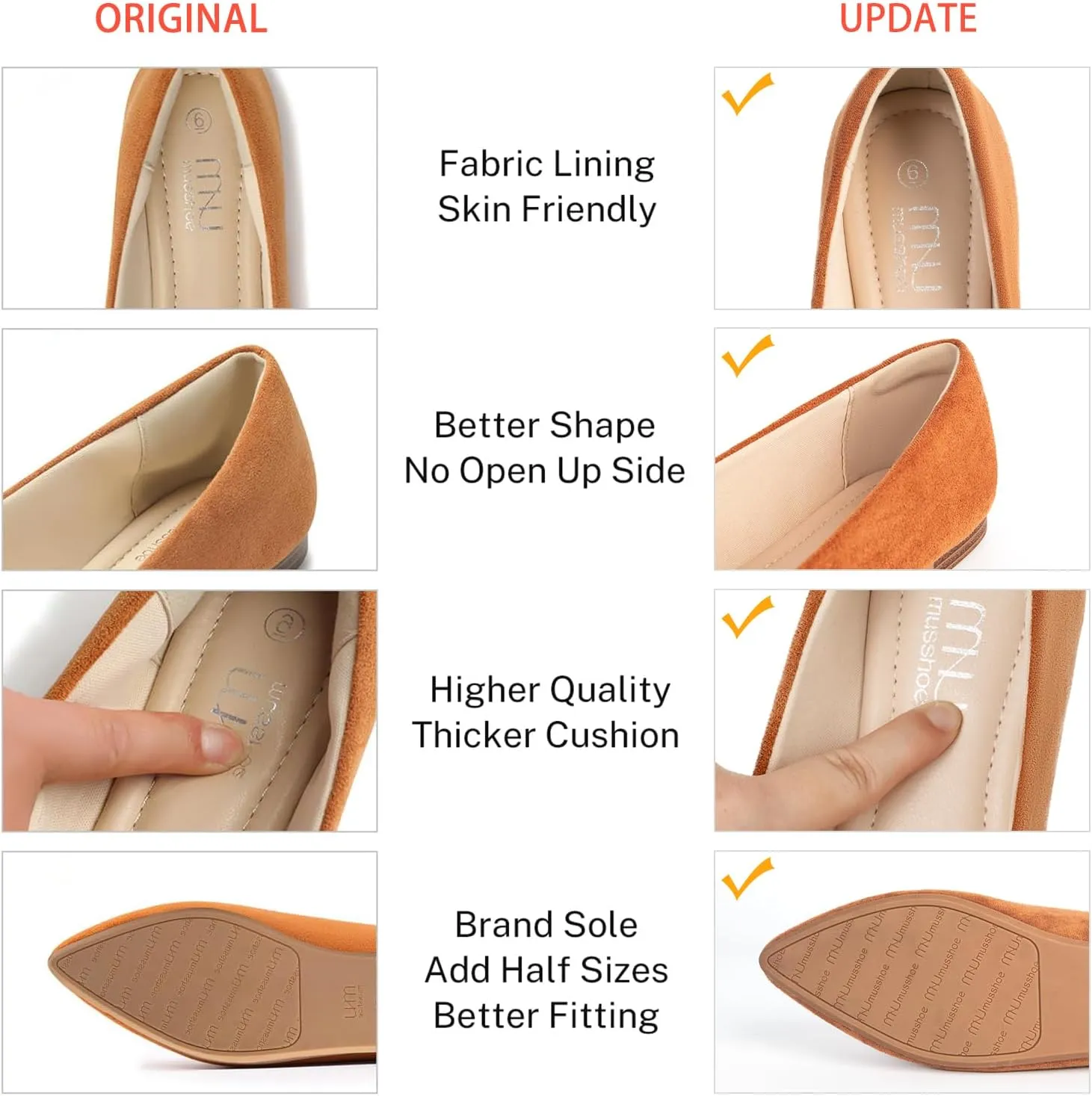MUSSHOE Flat Shoes Women Comfortable Slip on Women's Flats