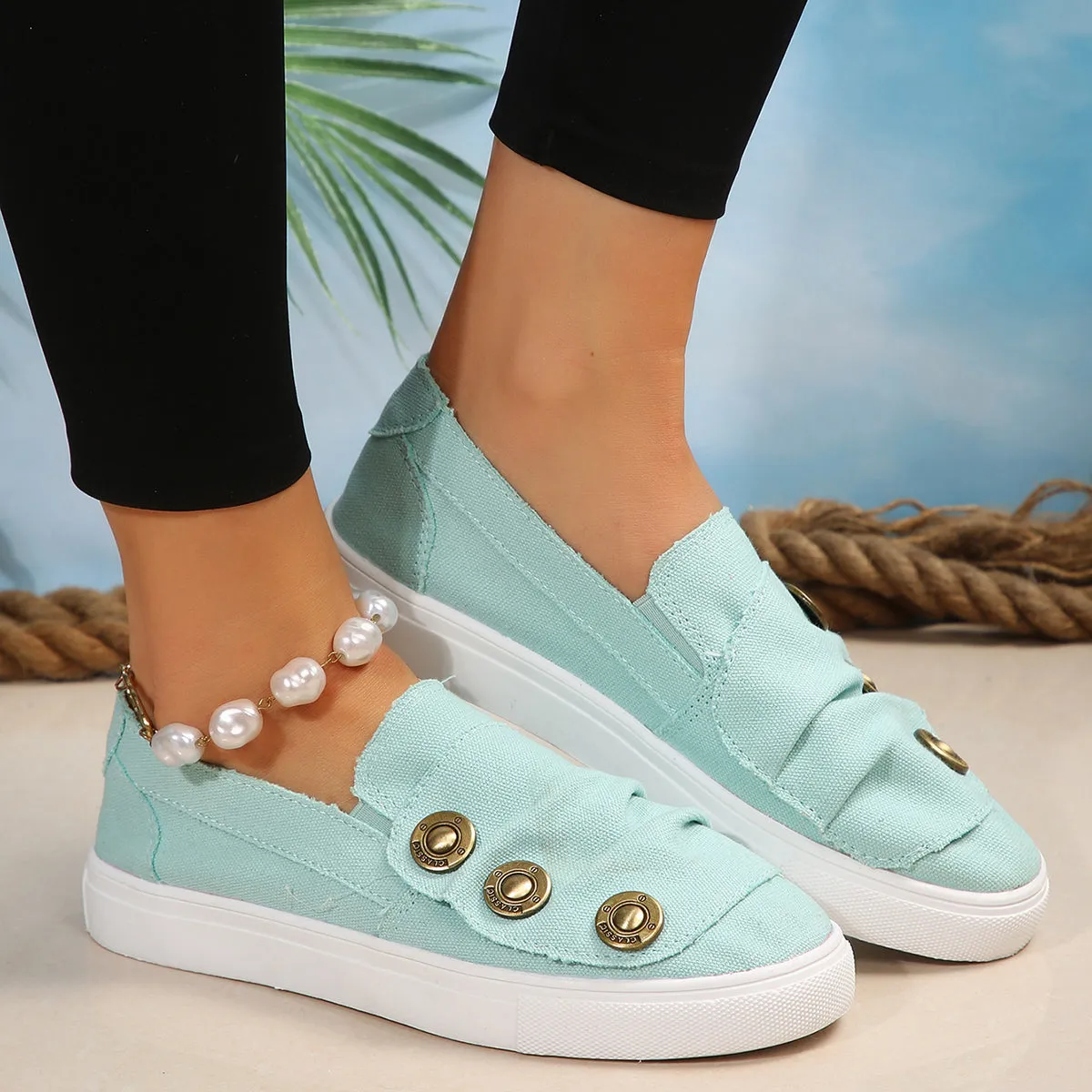 Nanccy Canvas Breathable Fashionable Flat Shoes