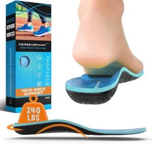 NASA Grade Plantar Fasciitis Insoles – High Arch Support Insoles Men Women - Shoe Insoles for Plantar Fasciitis Relief - Absorb Shock & Relieve Flat Foot Pain - Orthotics Inserts for Work & Standing