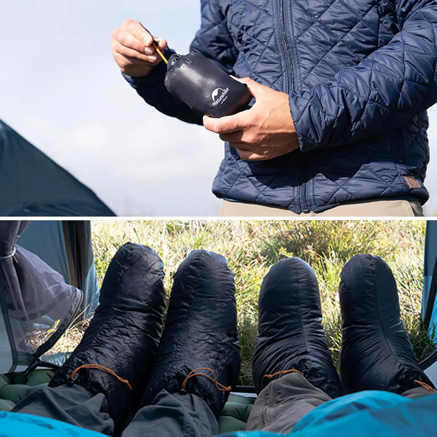 Naturehike Ultralight Winter Goose Down Booties, Camping Warm & Cozy Down Sleeping Socks for Men & Women, Down Filled Slipper Boots with Storage Bag