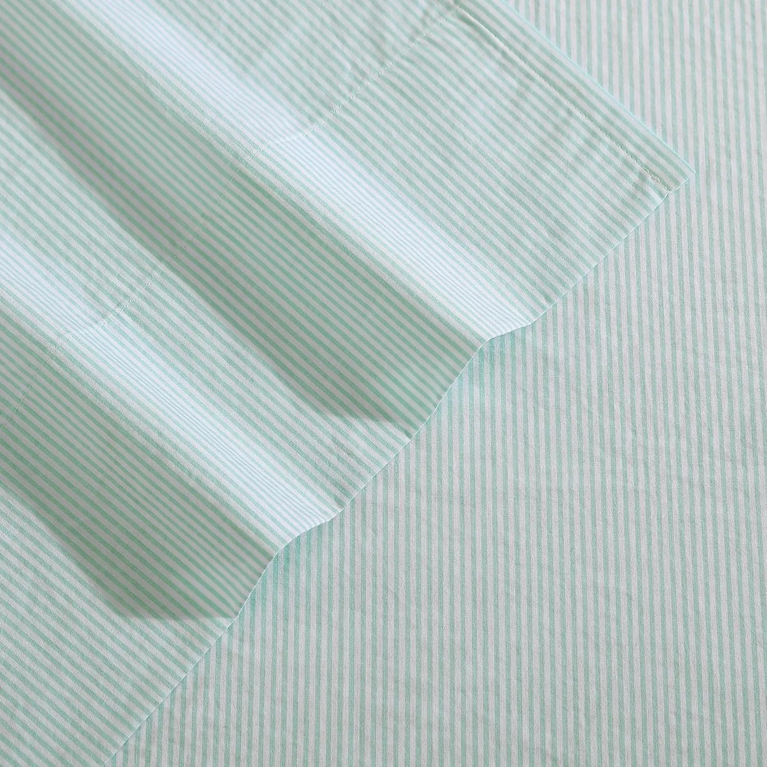Nautica - Full Sheet Set, Cotton Percale Bedding Set, Crisp & Cool, Lightweight & Breathable (Penny Pinstripe Green, Full)