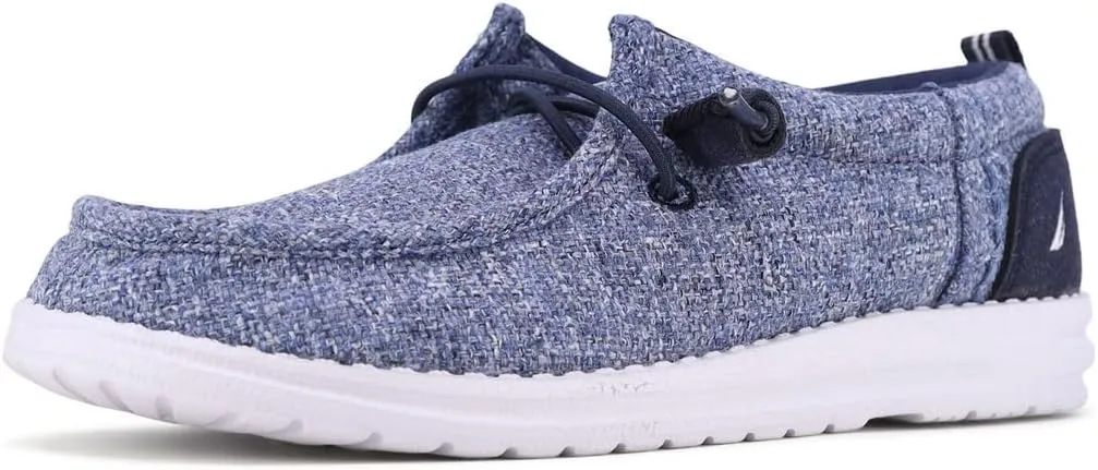 NAUTICA Kids Boys Youth Comfort Loafers, Lace-Up Boat Shoe, Lightweight Casual Stretch Sneaker-Little Kid/Big Kid Rushford