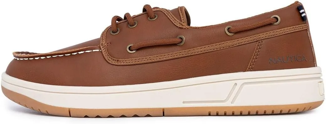 Nautica Men's Lace-Up Moccasin Boat Shoes - Cushioned Insole Casual Deck Loafers for Walking Comfort - Zapato