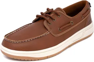Nautica Men's Lace-Up Moccasin Boat Shoes - Cushioned Insole Casual Deck Loafers for Walking Comfort - Zapato