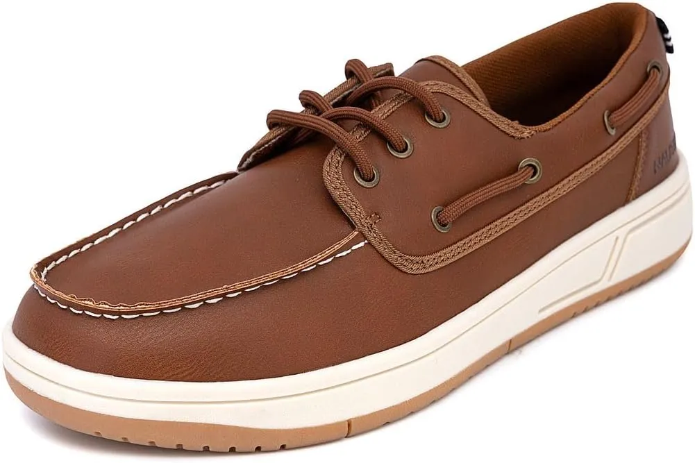 Nautica Men's Lace-Up Moccasin Boat Shoes - Cushioned Insole Casual Deck Loafers for Walking Comfort - Zapato