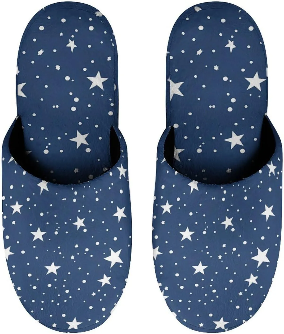 Navy Blue Night Sky Stars Men's Cotton Slippers Slip-on House Slippers Warm Home Shoses with Rubber Sole