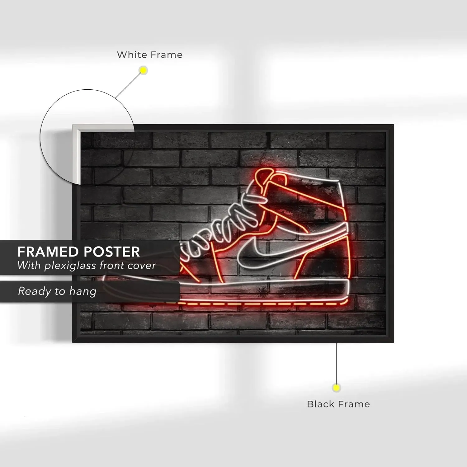 Neon Air 1 Sneaker Canvas Wall Art | Red Light Glow Poster Print | Urban Streetwear Decor for Shoe Collectors & Sneakerheads