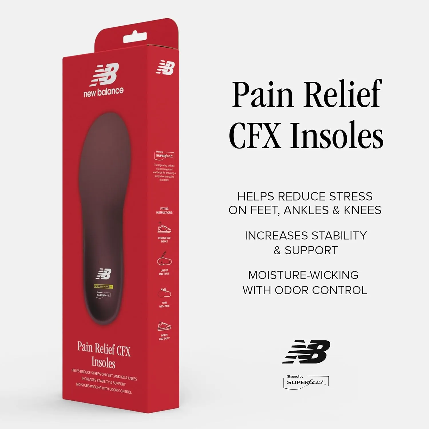 New Balance Pain Relief CFX Shoe Insert - Arch Support for Runners - Therapeutic Cushioning - Unisex - 2.5-5 Men / 4.5-6 Women