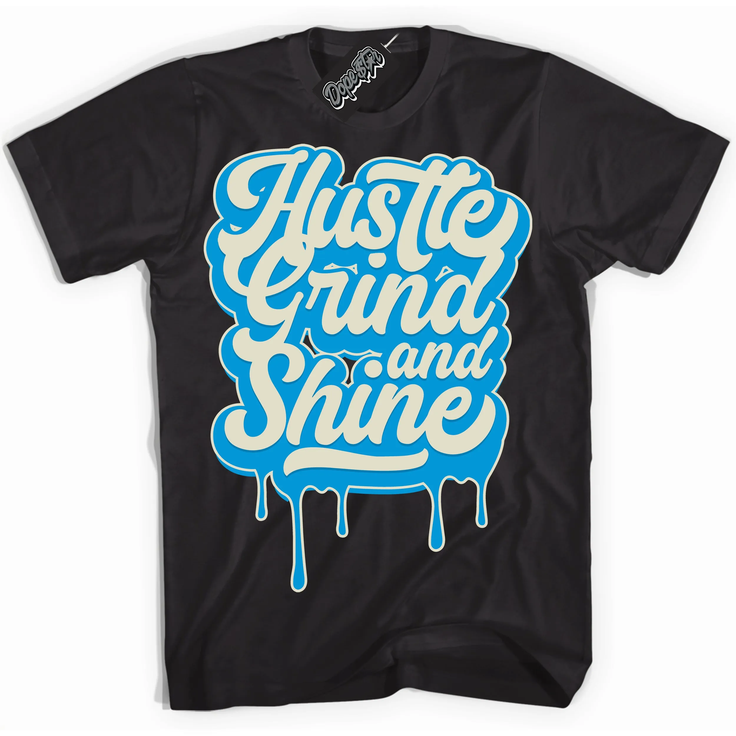 Next Nature Light Khaki Star Blue Dunk Sneaker Shirt Hustle Grind And Shine Graphic