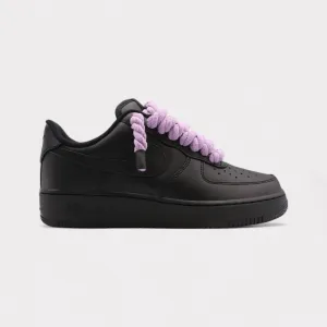 Nike Air Force 1 Black - Rope Lace Light Violet