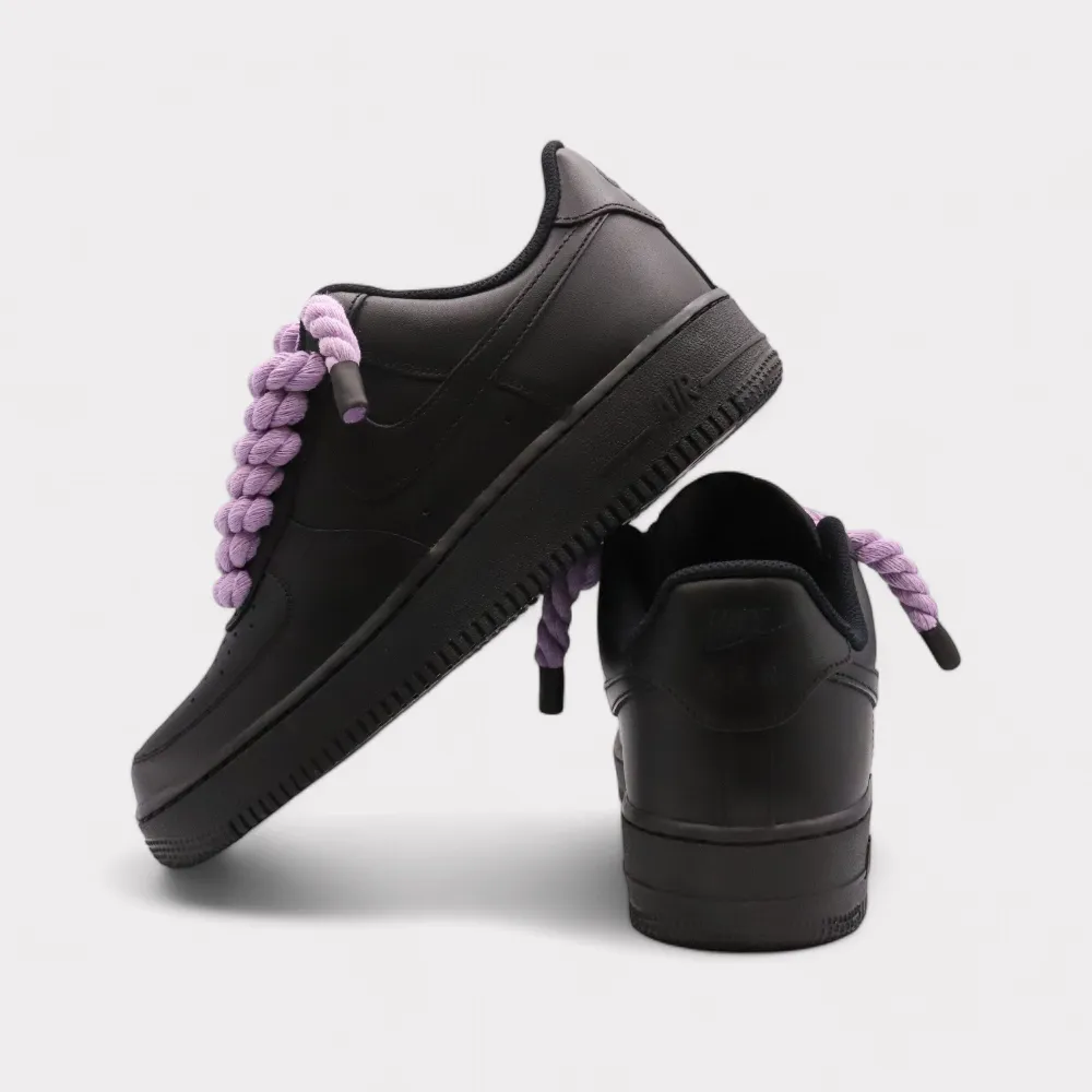 Nike Air Force 1 Black - Rope Lace Light Violet