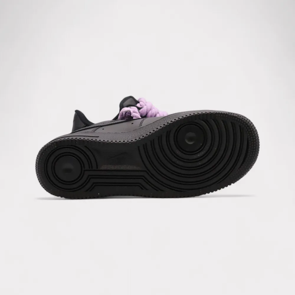 Nike Air Force 1 Black - Rope Lace Light Violet
