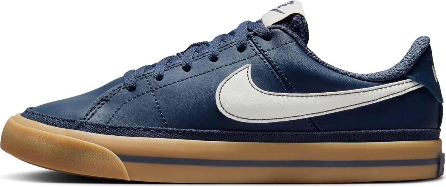 Nike Court Legacy Big Kids' Shoes (DA5380-401, Thunder Blue/Gum Light Brown/Sail)