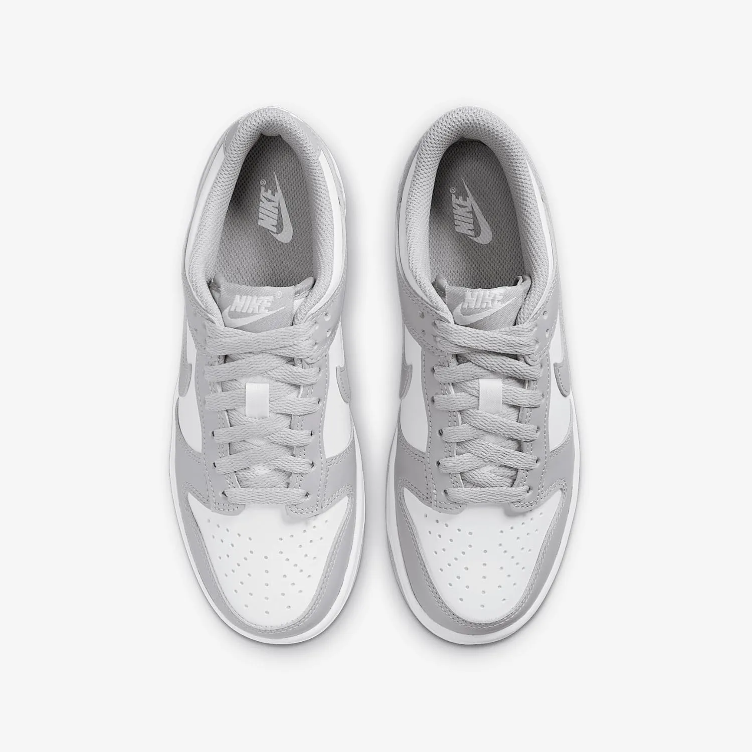 Nike Dunk Low Big Kids' Shoes (FB9109-123, White/White/Light Smoke Grey)